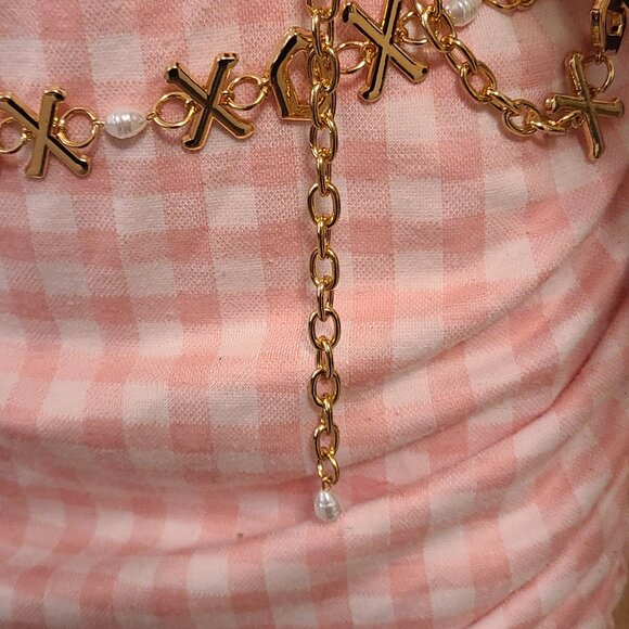 Betsey Johnson XOX Gold Chain Belt with Pearls – NWT - Picture 4 of 5